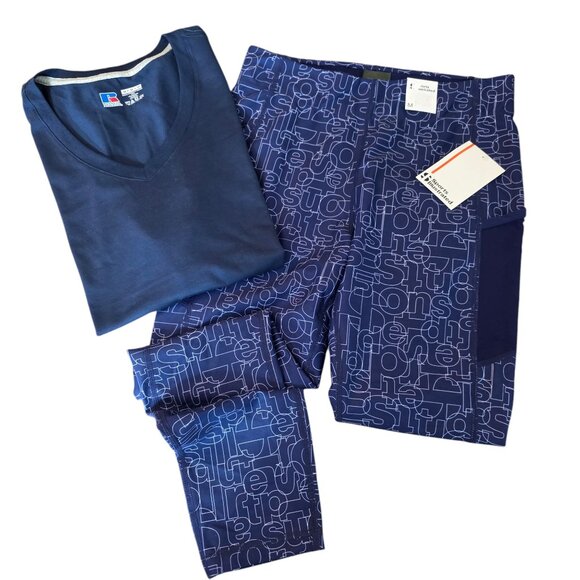 Russell Athletic Womens Short Sleeve Tee Sports Illustrated Leggings Blue Medium - Picture 4 of 15